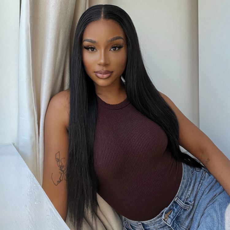 Classic Natural Black Silky Straight Glueless 13x4 Lace Front Wig  - US Only