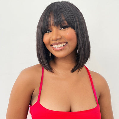 Blonde 613 / Natural Black Glueless Bob Wigs with Bangs  - US Only