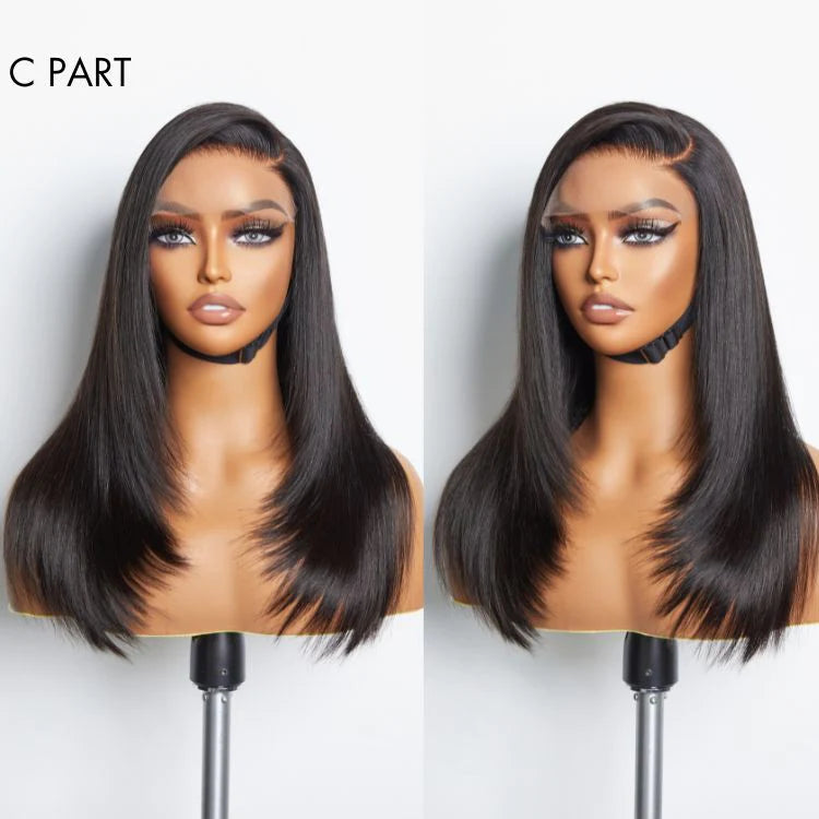 Weekly Special | Layered Cut Soft Silky Straight Ear-to-ear Mid Part Glueless 5x5 Closure Lace / 13x4 Frontal Lace Wig