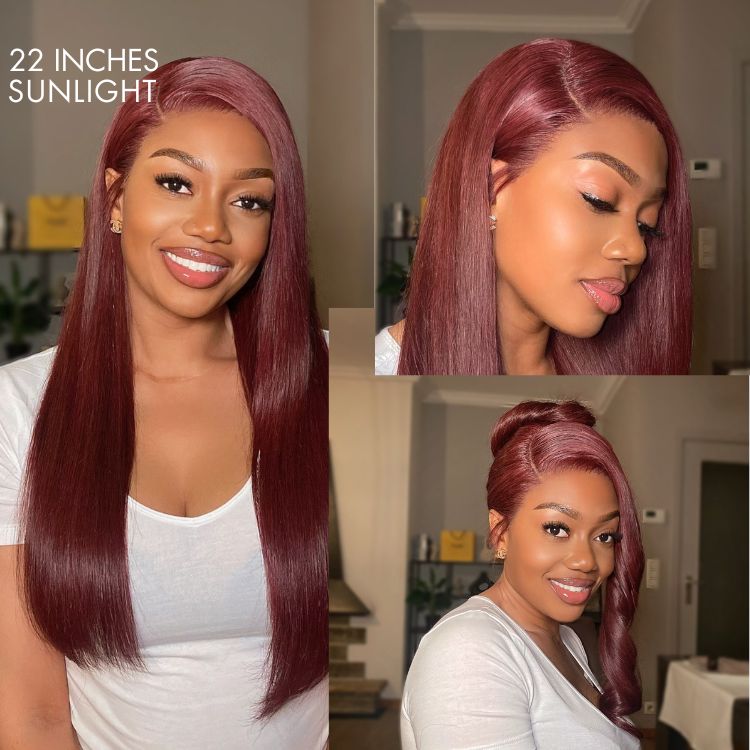 Reddish Bronze C Part Multiplicity Styling Straight Glueless 13x6 Frontal Lace Ear-to-ear Wig  - US Only