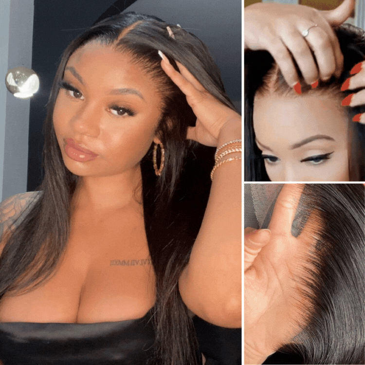 New Customers Only | PreMax Wigs | Super Natural Hairline Silky Straight Glueless 13x4 Frontal Lace Wig Human Hair Pre-Cut Lace