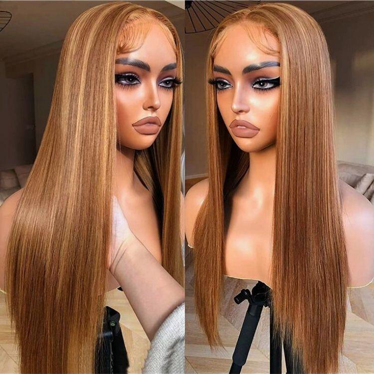 Glueless HD Lace Blonde Highlight Silky Straight Minimalist Lace Wig 100% Human Hair - US Only