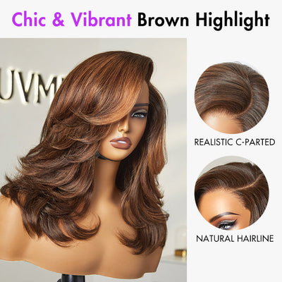 New Customers Only | Effortlessly Chic Layered Haircut Wavy Glueless HD Minimalist Lace Short Wig