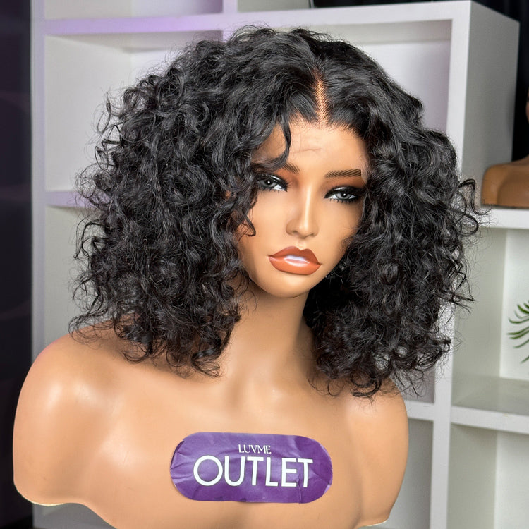 Special Deal | Face-Framing Short Curly Wig with Curtain Bangs Glueless 4x4 Closure Lace Wig - US Only