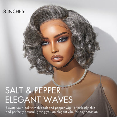 New Customers Only | 1 SEC INSTALL WIG | Mature Boss Brown Ombre Highlight / Natural Black / Salt and Pepper Loose Wave Glueless Minimalist HD Lace Wig