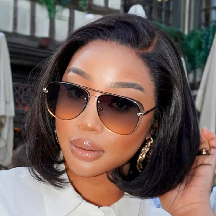 New Customers Only | PreMax Wigs - Natural Black / Blonde Highlight C Part Glueless Lace Front Bob Wig