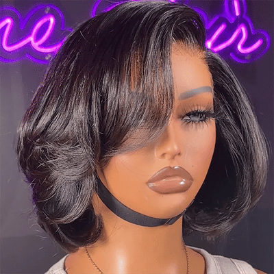 New Customers Only | PreMax Wigs - Natural Black / Blonde Highlight C Part Glueless Lace Front Bob Wig