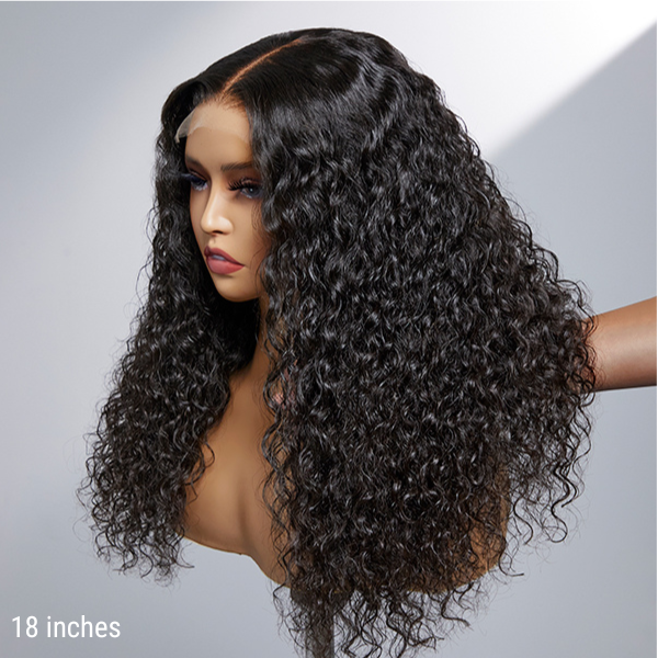 200% Density Water Wave 5x5 Closure HD Lace Glueless Long Wig 100% Human Hair  - US ONLY