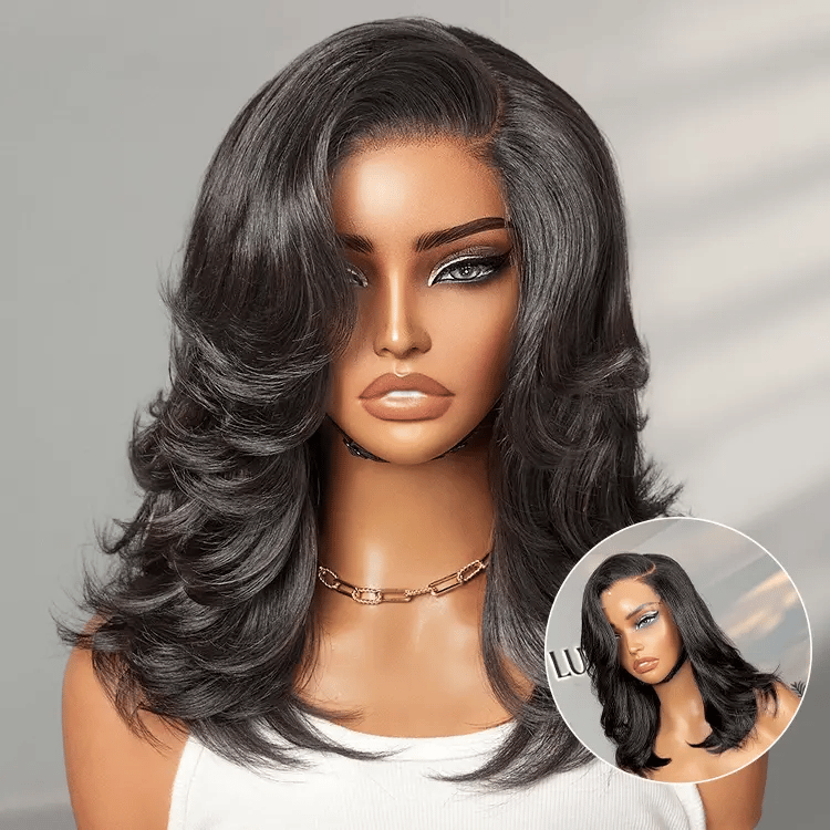 New Customers Only | Effortlessly Chic Layered Haircut Wavy Glueless HD Minimalist Lace Short Wig