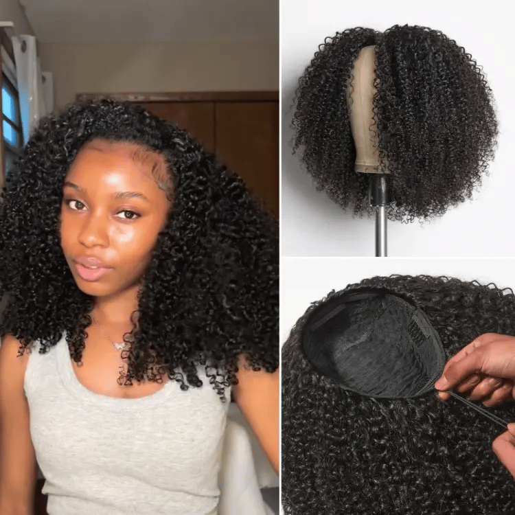 Nouveaux clients uniquement | Luvme Too Easy Texture™ 3-en-1 Demi-perruque Kinky Curly / Yaki Straight / Messy Birmese Curly Glueless Flexi-Fit Drawstring Wig