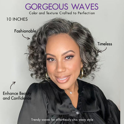 Mercredi fou | Boss Vibe Salt & Pepper Layered Bob / Body Wave Glueless Pre-Cut Minimalist Lace Grey Wig