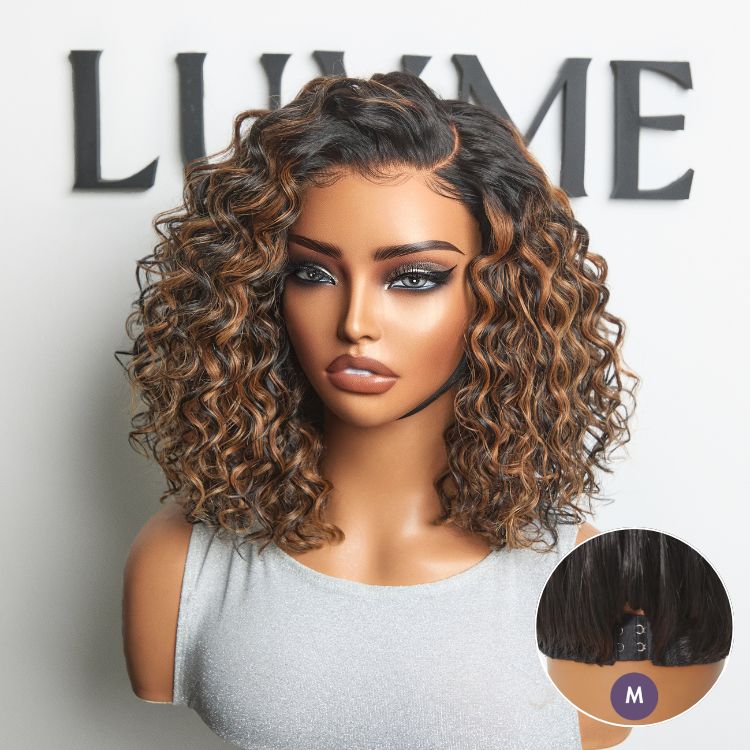 Luvme All-Day Comfort™ Wig Brown Highlight Deep Wave Glueless Minimalist HD Lace Curly Wig Pre-Cut Lace