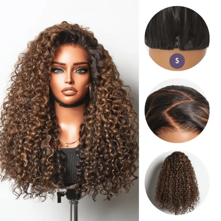 Crazy Wednesday | Luvme All-Day Comfort™ Wig PartingMax Brown Highlights Funmi Curly 7x6 Closure HD Lace Glueless Wig Pre Cut Lace