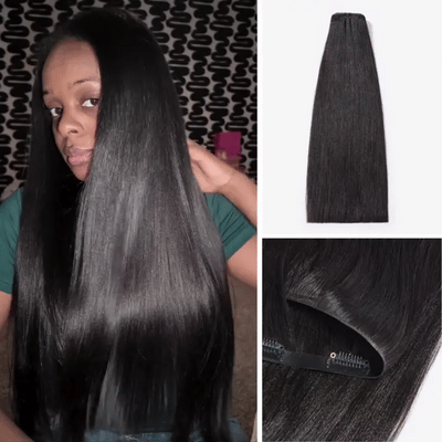 Ultra Natural Seamless Yaki Straight Clip in Extensions Human Hair with Free Gift