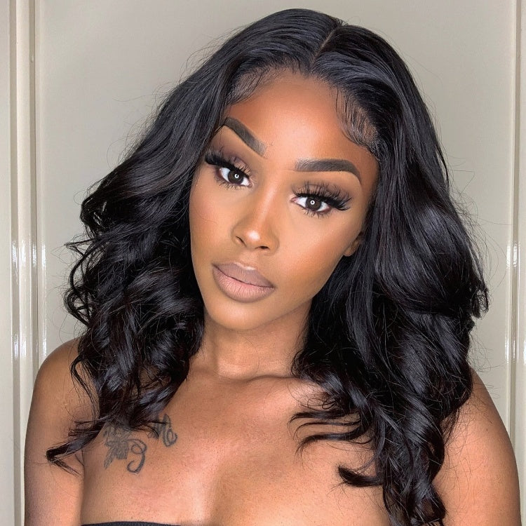 Weekly Special | Gorgeous Natural Black Loose Wave 5x5 Closure Lace Glueless Short Wig 100% Human Hair | Large & Small Cap Size