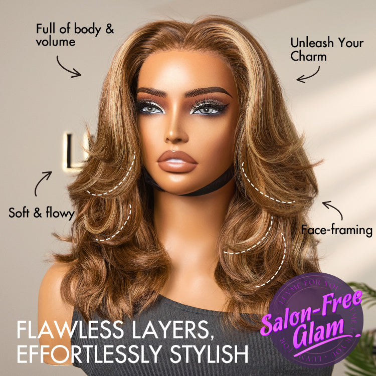 Crazy Wednesday | PreMax Wigs - Honey Blonde Highlight / Natural Black Bouncy Body Wave Glueless 13x4 Frontal Lace Human Hair Wig