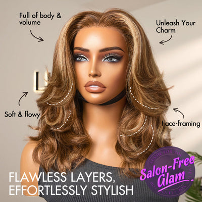 Crazy Wednesday | PreMax Wigs - Honey Blonde Highlight / Natural Black Bouncy Body Wave Glueless 13x4 Frontal Lace Human Hair Wig