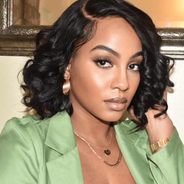 Natural Black Elegant Loose Wave 4x4 Closure Lace Glueless C Part Short Wig 100% Human Hair  - US Only